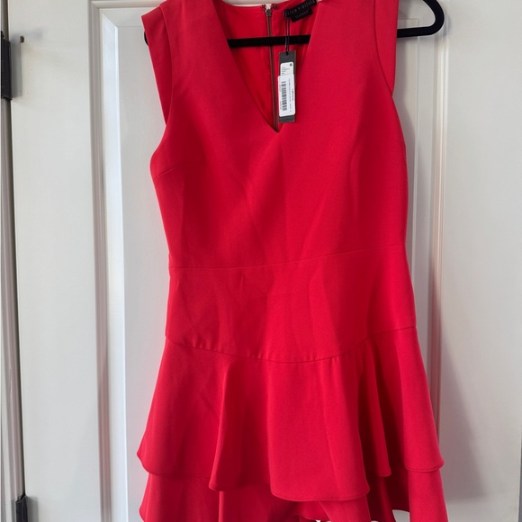 Alice + Olivia Red Ruffle Mini Dress Size 8 - Picture 3 of 6